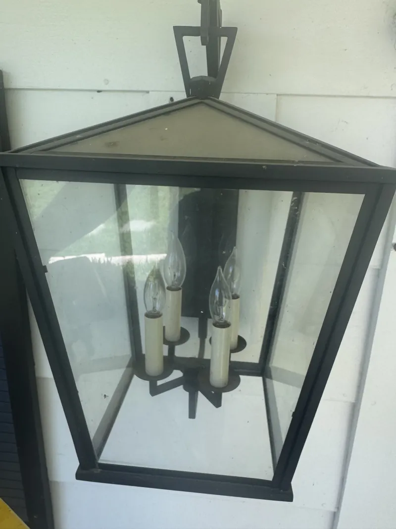 Chandelier and light fixture cleaning by Sparkle Window Cleaners — Black coach/lantern light fixture, clean.