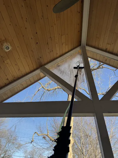 Professional window cleaning by Sparkle Window Cleaners — Dramatic tall cathedral interior windows cleaned with pole.